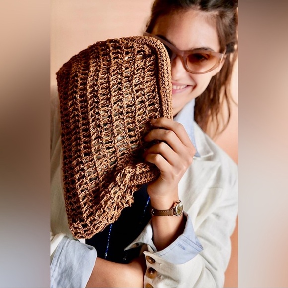 Free People Handbags - Free People Sand Bound Woven Clutch